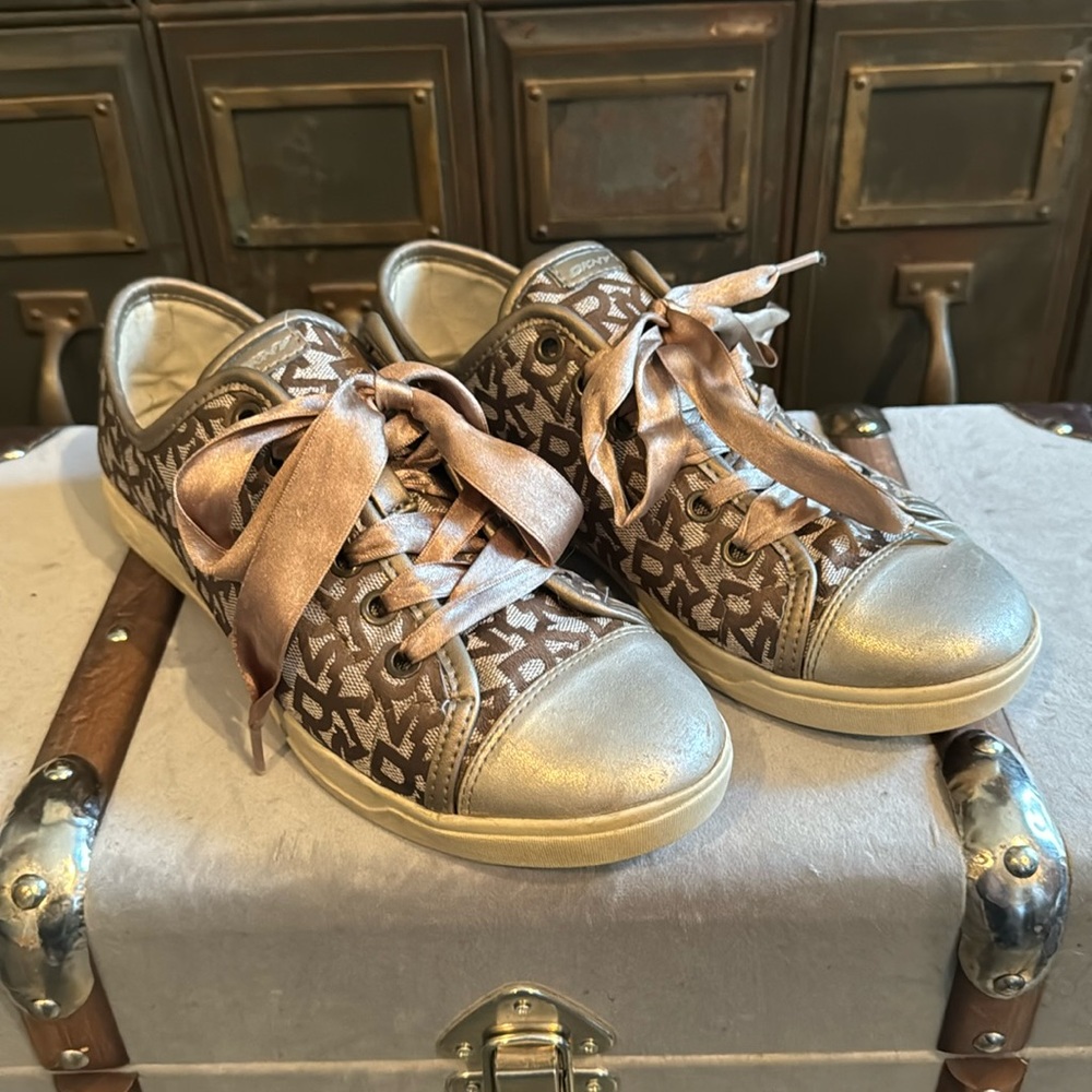 DKNY satin laced sneakers